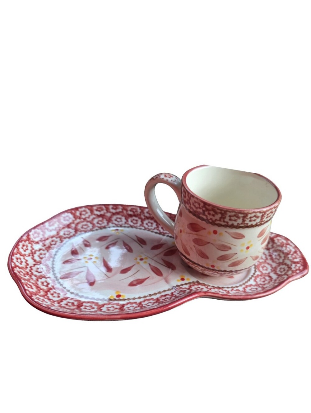 Temp-tations Old World Cranberry Snack Plate & Cup Set (2 Sets)